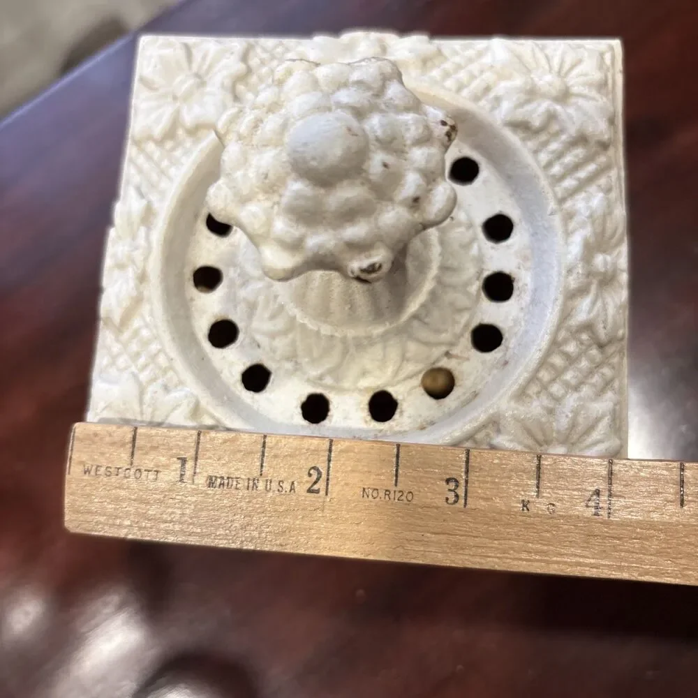 Hen-Feathers Cast Iron Small Lidded Urn, Ivory Votive Cast Iron Stove Topper